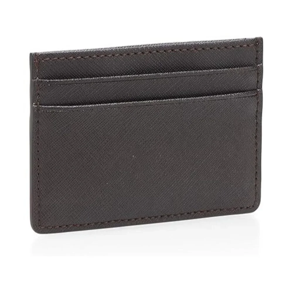 BOSS Zair Card Holder Wallet Coco Brown Leather Slim Minimalist NEW